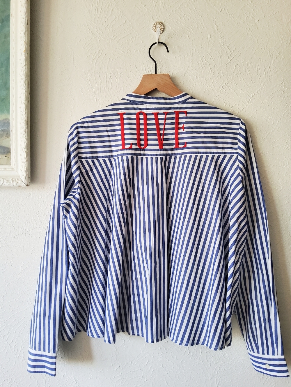GAP - Collarless Button-up Poplin Shirt - Picture 3 of 6
